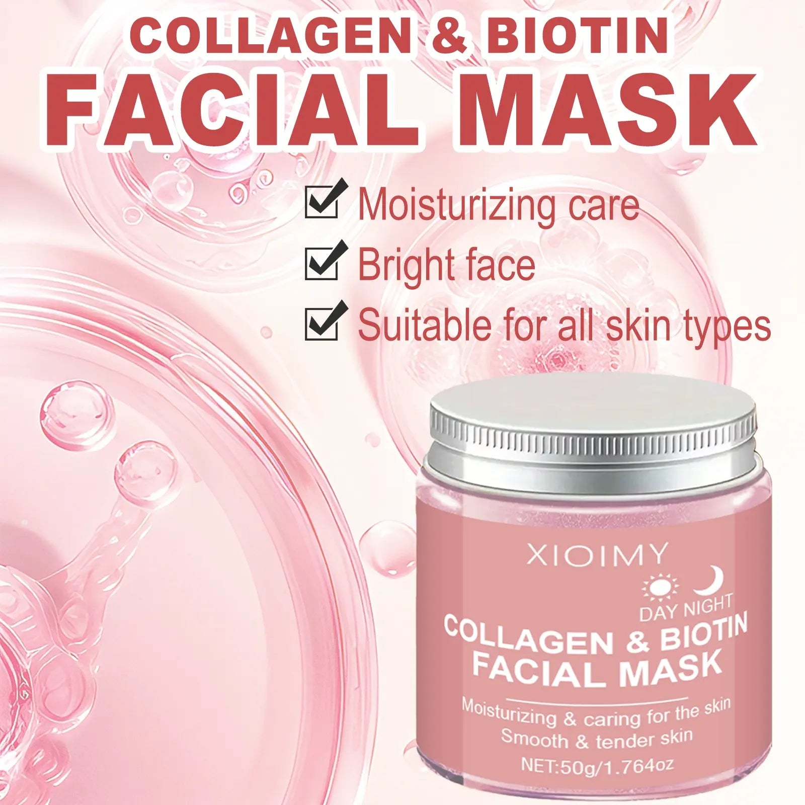 Collagen & Biotin Peel-Off Facial Mask, Deep Moisturizing, Lifting and Firming Face Mask, Skincare Product for Women and Men
