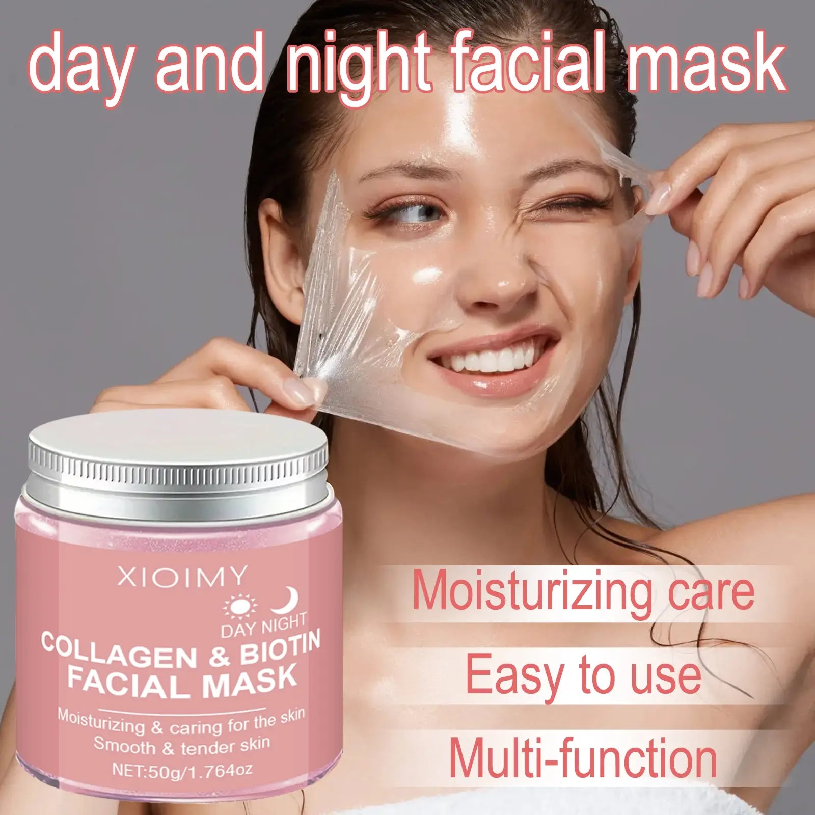 Collagen & Biotin Peel-Off Facial Mask, Deep Moisturizing, Lifting and Firming Face Mask, Skincare Product for Women and Men