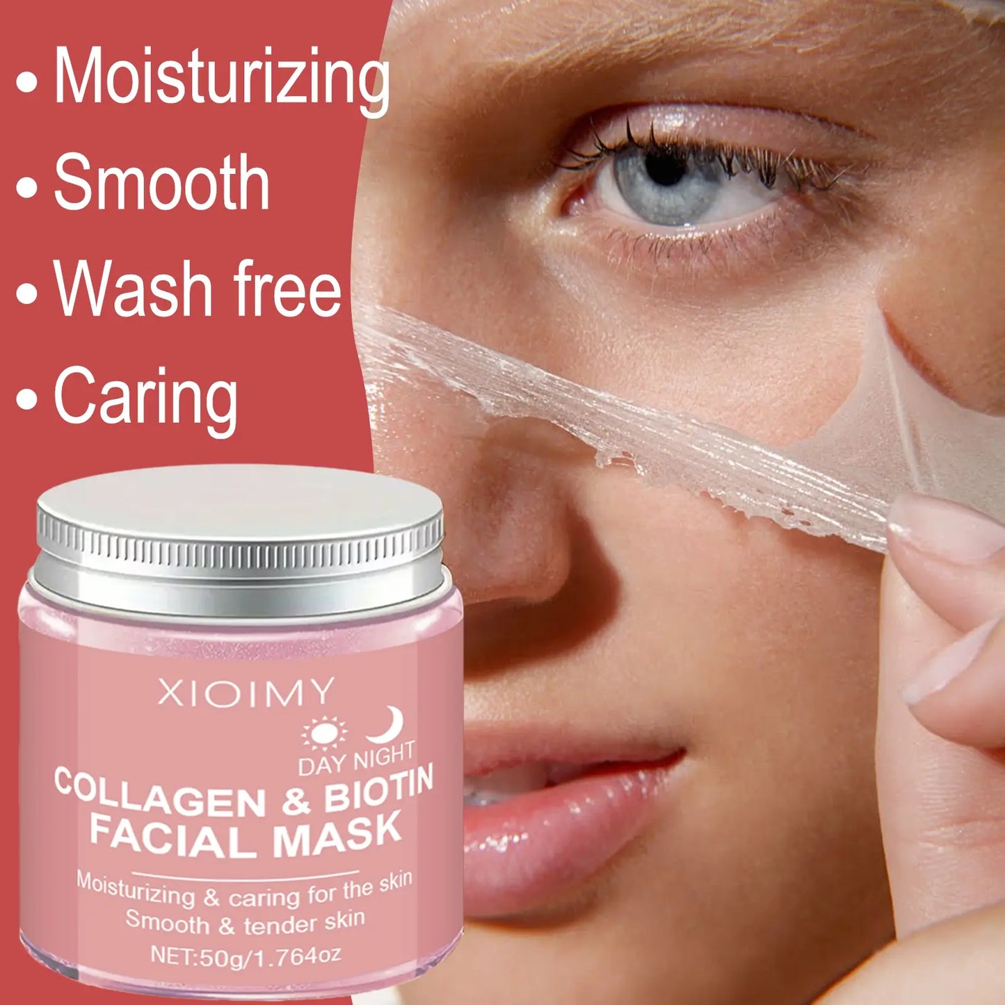 Collagen & Biotin Peel-Off Facial Mask, Deep Moisturizing, Lifting and Firming Face Mask, Skincare Product for Women and Men